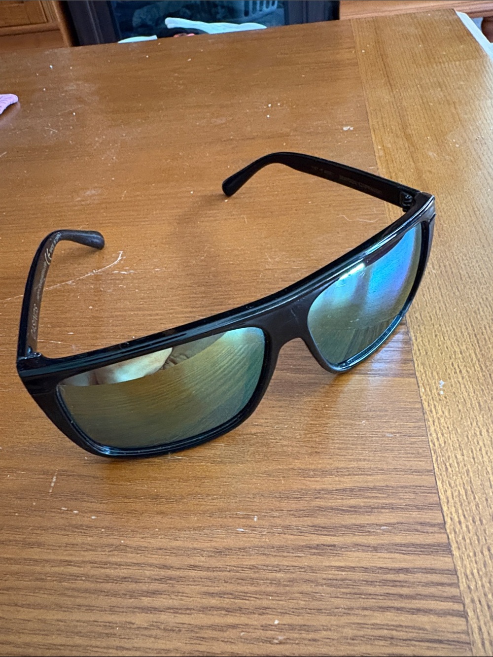 Men's Black Sunglasses with Mirrored Lenses
